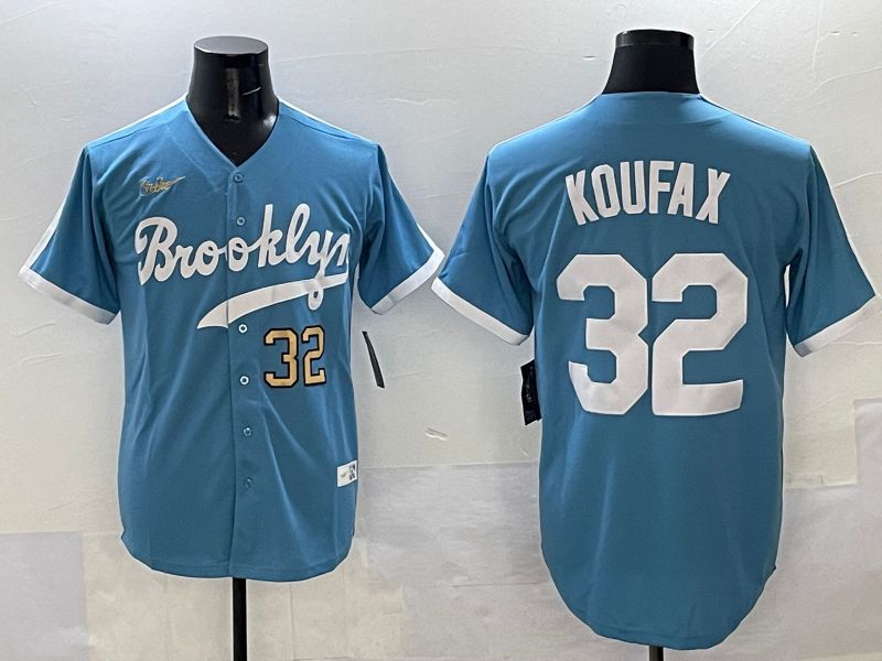 Men Los Angeles Dodgers #32 Koufax Light Blue Throwback 2025 Nike MLB Jersey style 35->los angeles dodgers->MLB Jersey